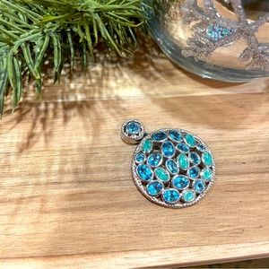 Aquamarine multi stone silver pendant